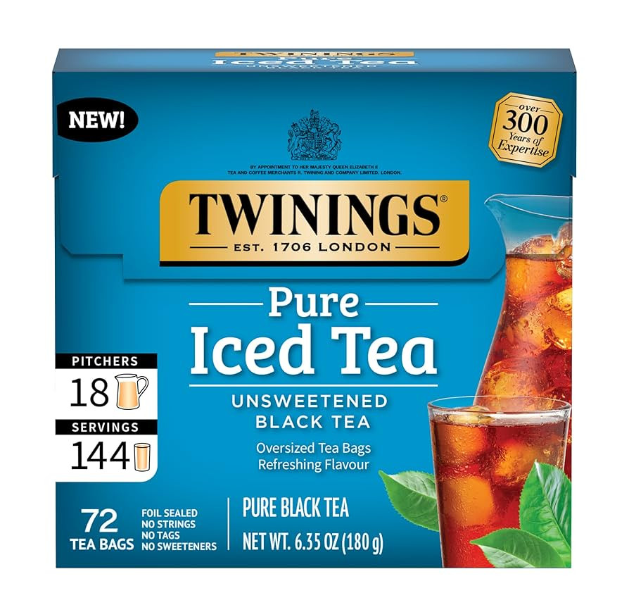 Twinings Black Iced Tea, 72 Oversized Tea Bags, Makes 18 Pitchers or 144 Servings, Unsweetened, C... | Amazon (US)