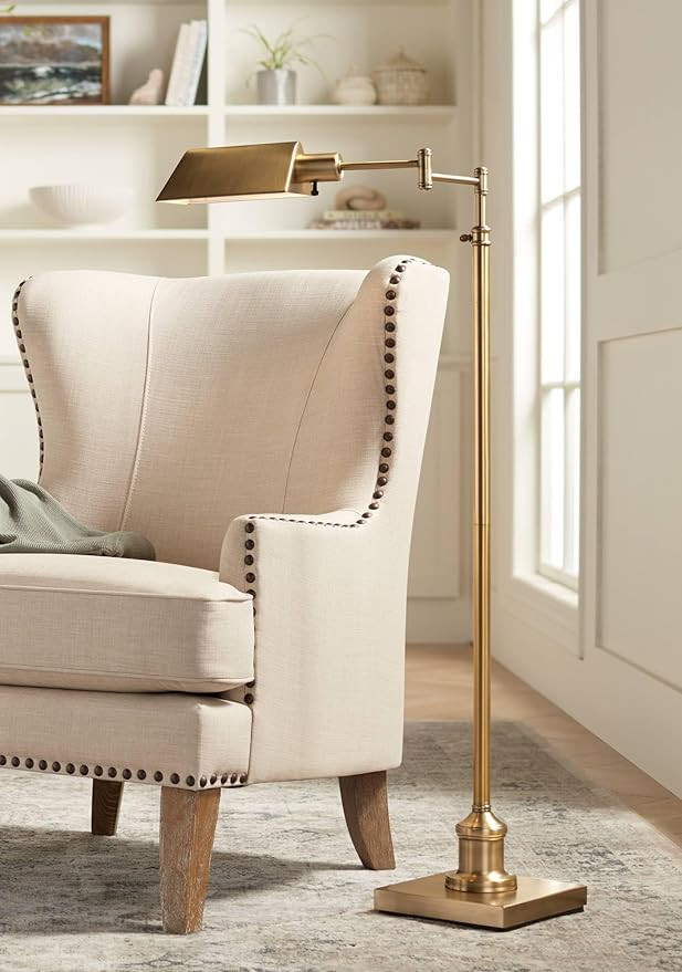 Regency Hill Jenson Traditional Farmhouse Metal Adjustable Pharmacy Floor Lamp Swing Arm 54" Tall... | Amazon (US)