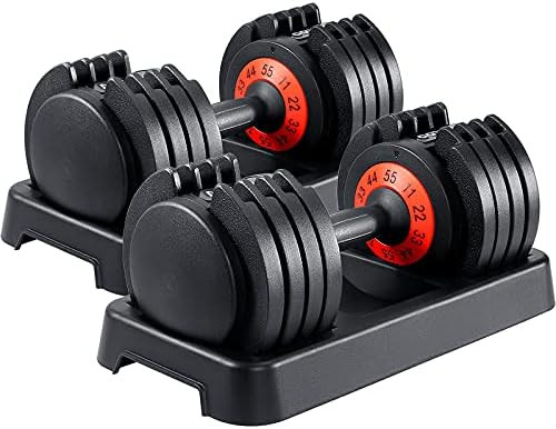 AOTOB 25/55 lbs (Pair) Adjustable Dumbbell Set, Dumbbells Adjustable Weight with Anti-Slip Fast A... | Amazon (US)