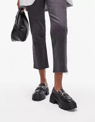 Topshop Lex chunky loafer with metal detail in black | ASOS (Global)