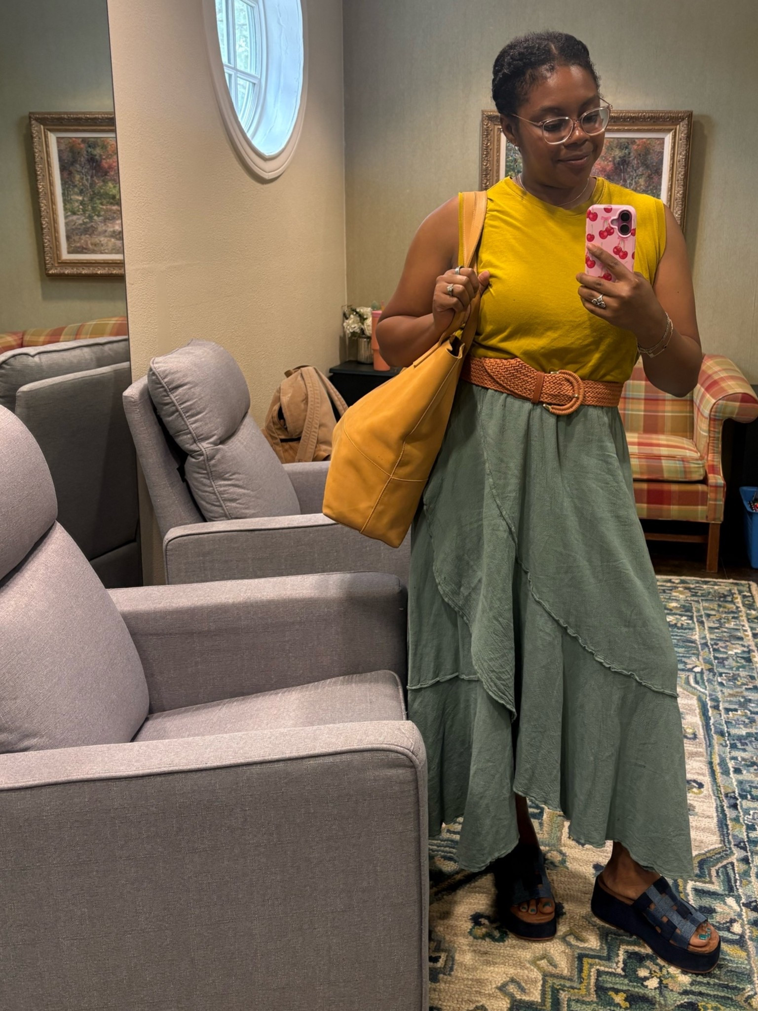 Church Fit but make is ✨summer✨

I’m realllly squeaking out as many outfits as I can with what’s left that fits in my closet! 

I bought this skirt two years ago in Mexico, and to my utter surprise, it’s falling off (hence the belt!)

This tank is my go-to, to my surprise. This color was so out of my comfort zone when I first bought it, but now I’m a sucker for chartreuse 😍

I’m finally styling these platform slides I thrifted two weeks ago! I am enjoying them so much! They are so funky and bold to me.

#LTKootd #LTKgrwm #LTKdayinmylife