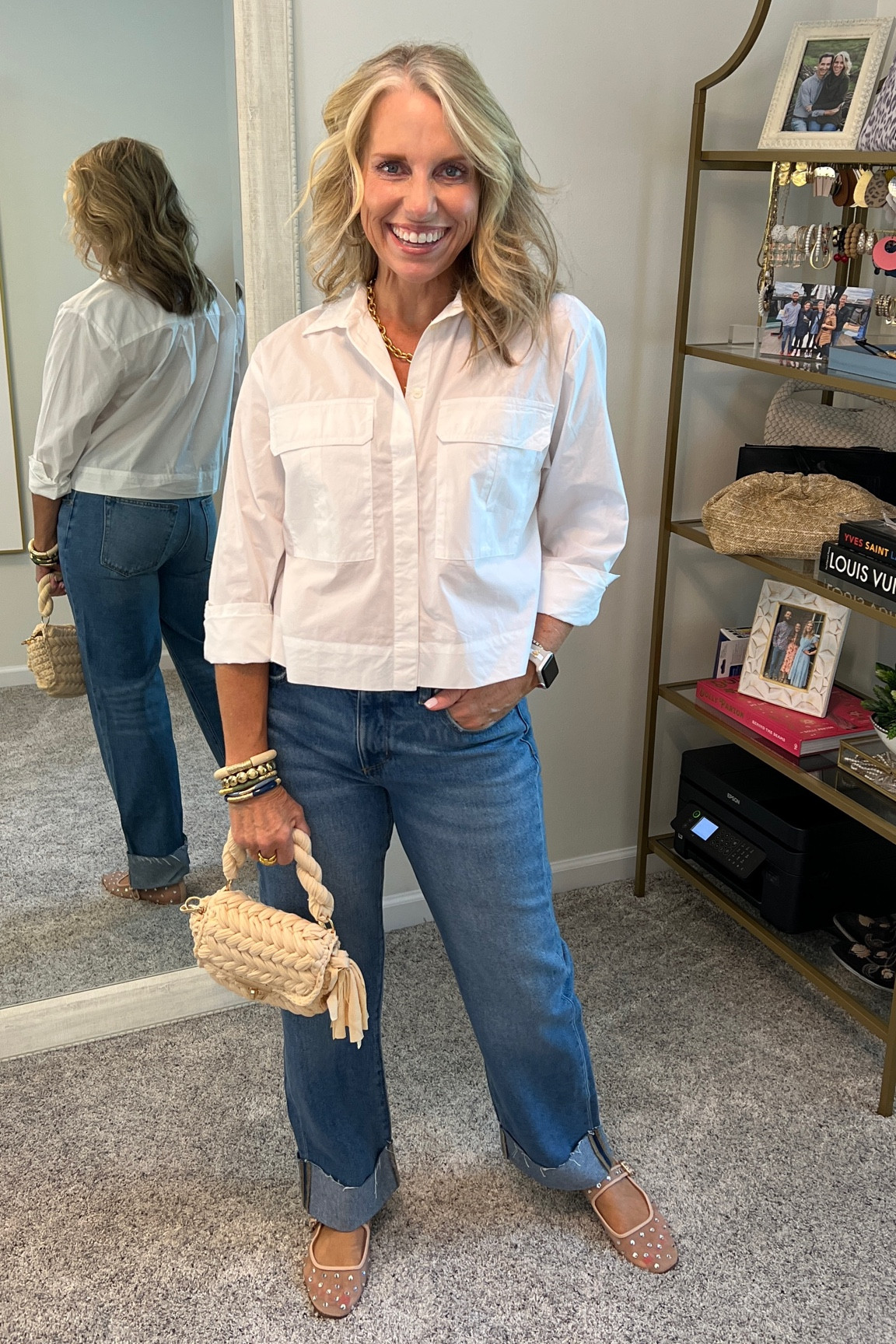 Loving cuffed jeans and cropped shirts 
These shoes are my go to right now. Cute and comfy 

#LTKFindsUnder100 #LTKOver40 #LTKStyleTip