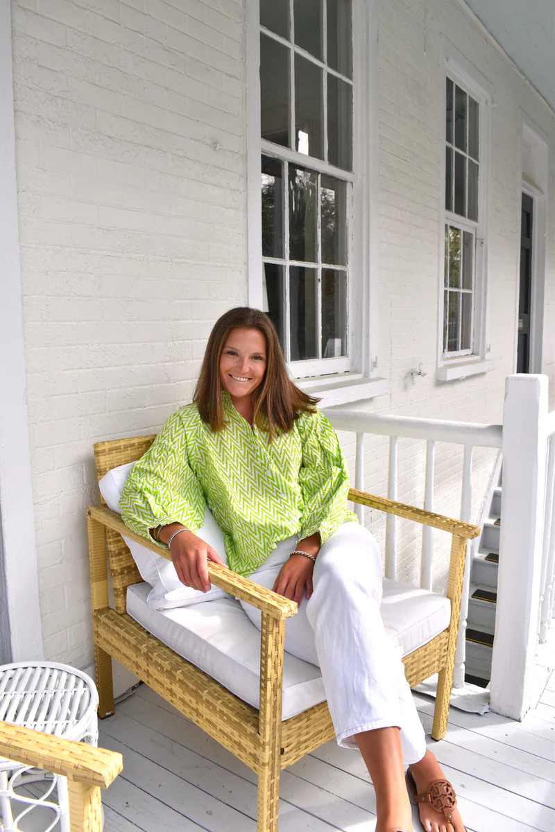 Geneva Shirt Shimmering Lime | Madison Mathews