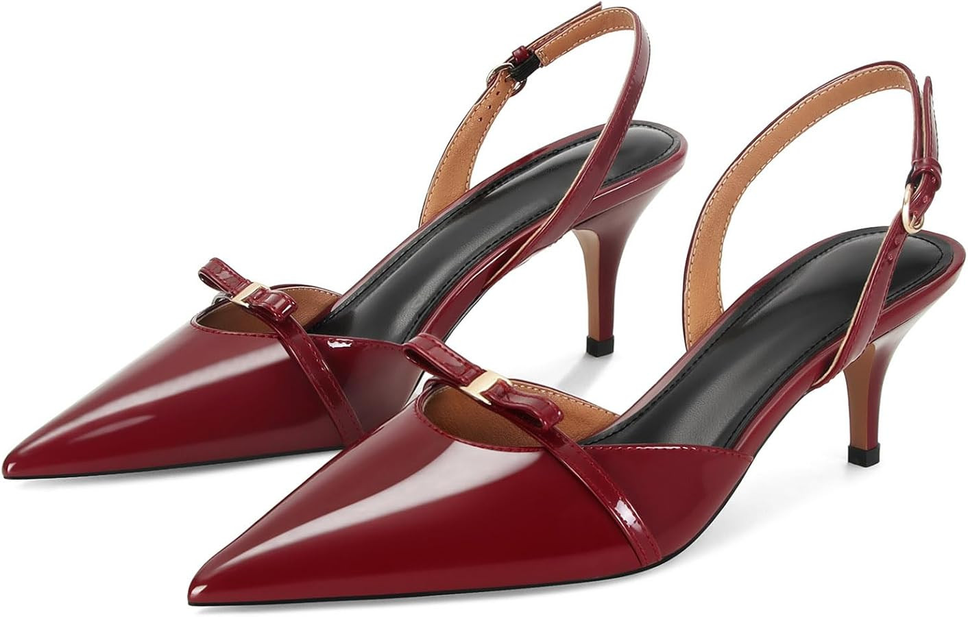 Slingback Kitten Heels for Women with Cute Bow Pumps Pointed Toe Heeled Sandals Comfortable Stile... | Amazon (US)