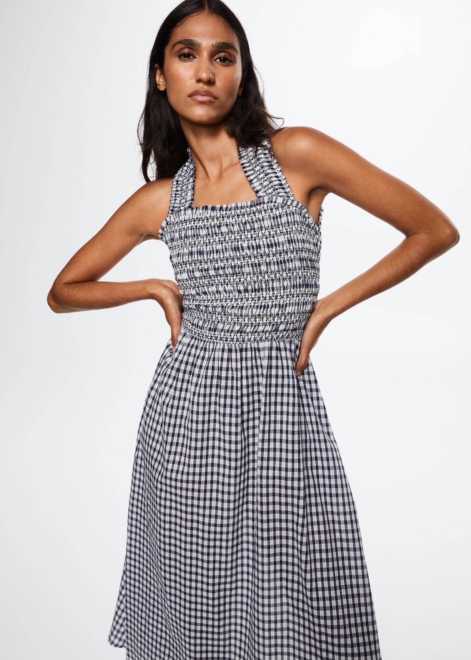 Gingham check cottoned dress | MANGO (US)