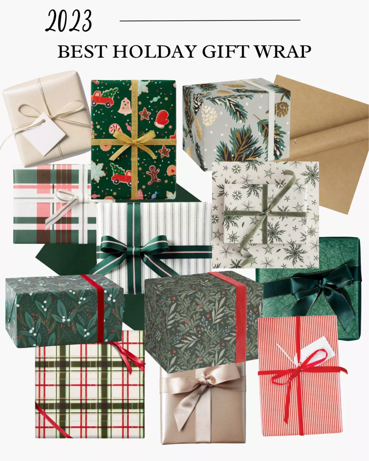 Christmas Wreath Holiday Wrapping Paper Thick Matte Luxury Gift