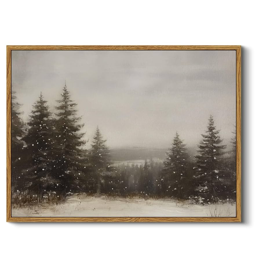 InSimSea Framed Canvas Wall Art Winter Christmas Decor Living Room Pine Tree Forest Decor Nature ... | Amazon (US)