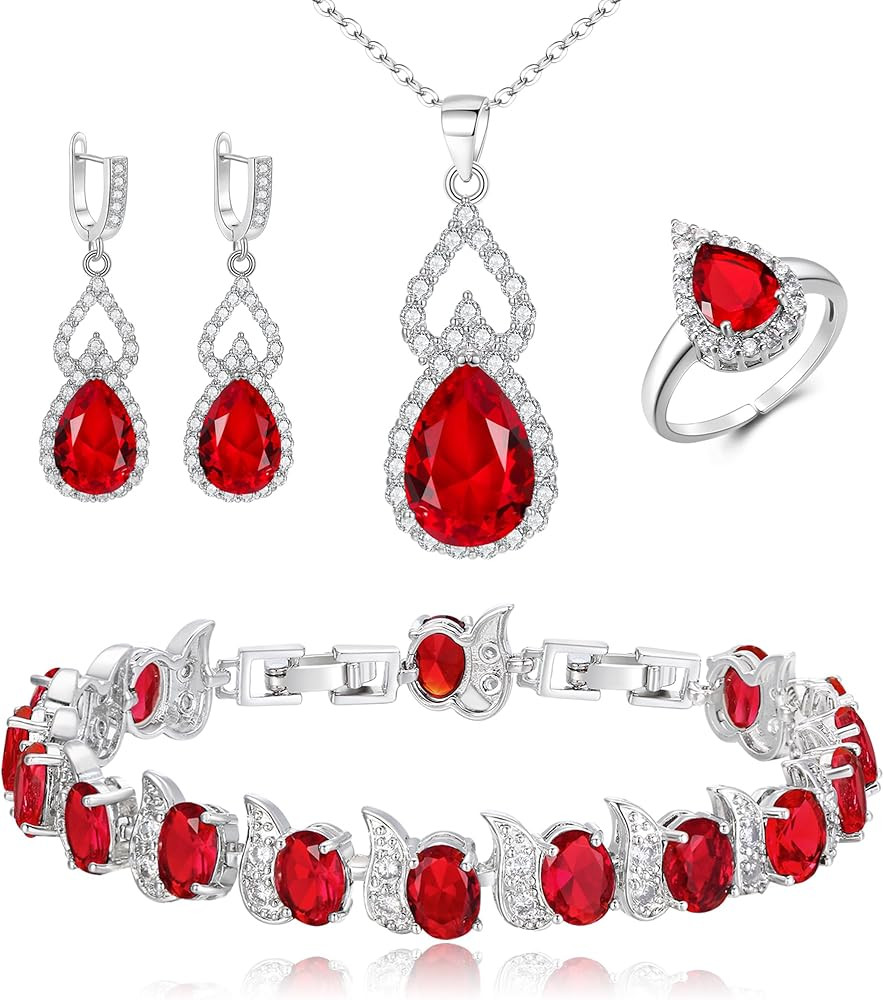 BriLove Wedding Jewelry Set for Women Bride Bridesmaid, Gorgeous Cubic Zirconia Teardrop Necklace... | Amazon (US)