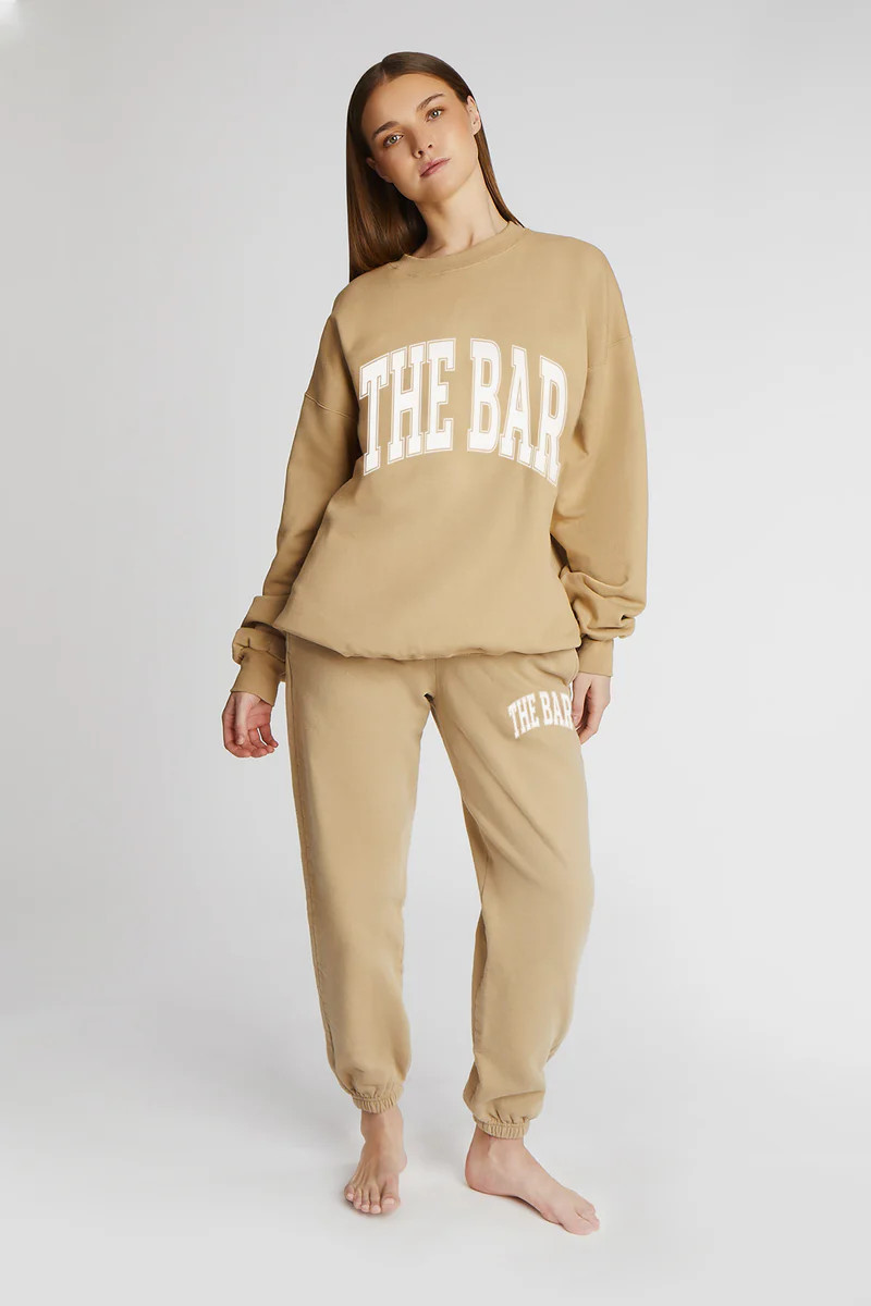 VARSITY SWEATPANTS BEIGE/WHITE | The Bar