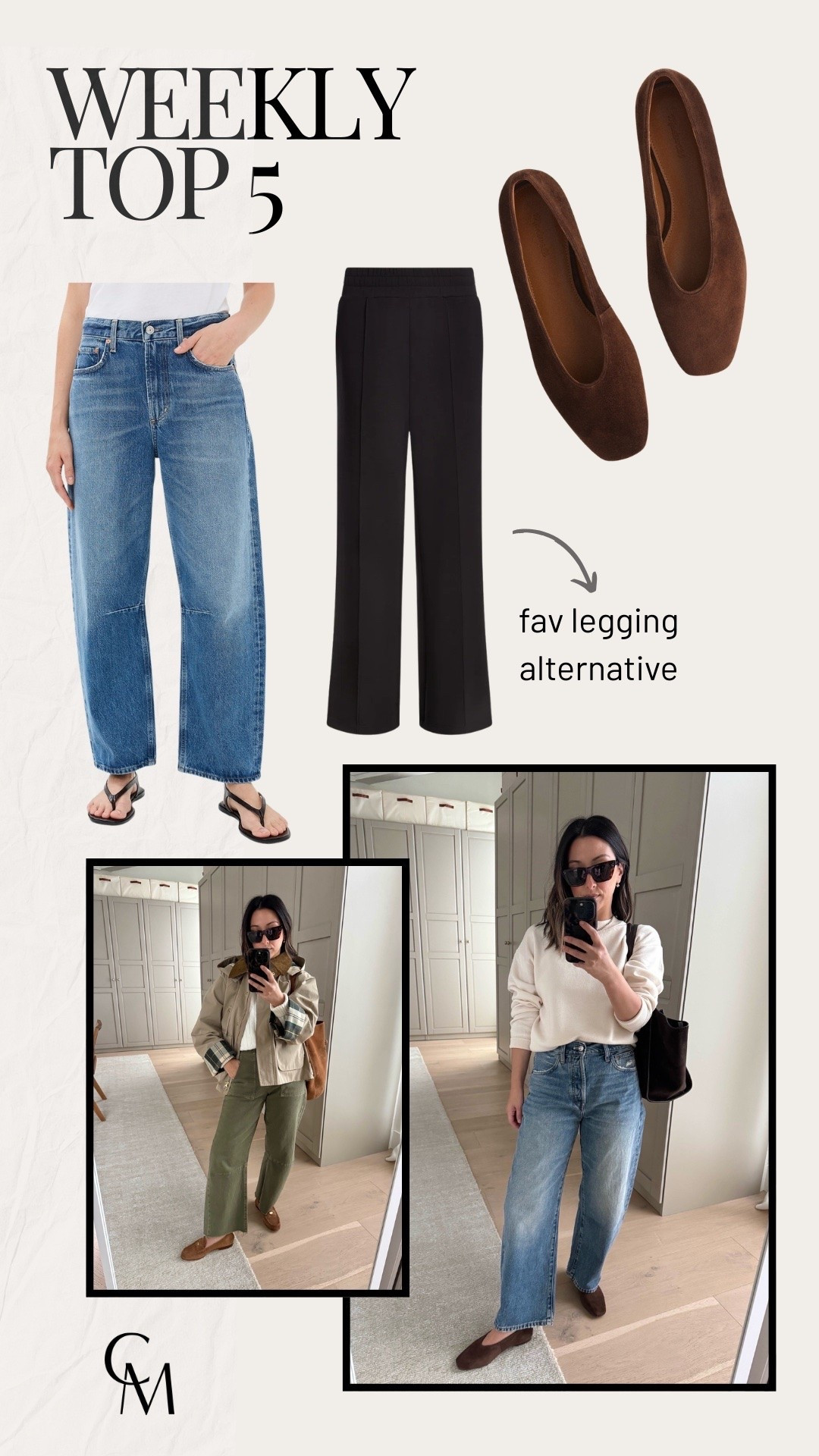 weekly top 5.

Barbour rain coat 6
Citizens of Humanity Miro Jeans 24 (cut hems)
Madewell barrel jeans petite 25
Madewell flats 5
Varley wide leg pants xs

#LTKmomlife #LTKPetite #LTKOver40
