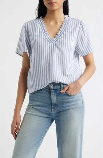 Bree Ruffle Linen & Cotton Top | Nordstrom