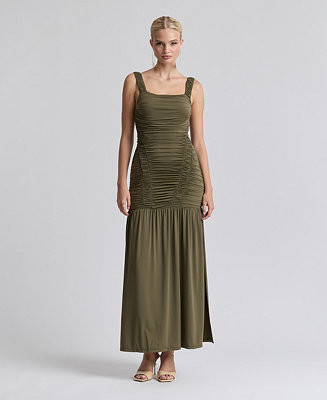 Women's Shirred Mesh Drop Waist Maxi Dress | Macy's