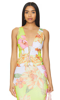 AFRM Mirna Top in Color Block Floral from Revolve.com | Revolve Clothing (Global)