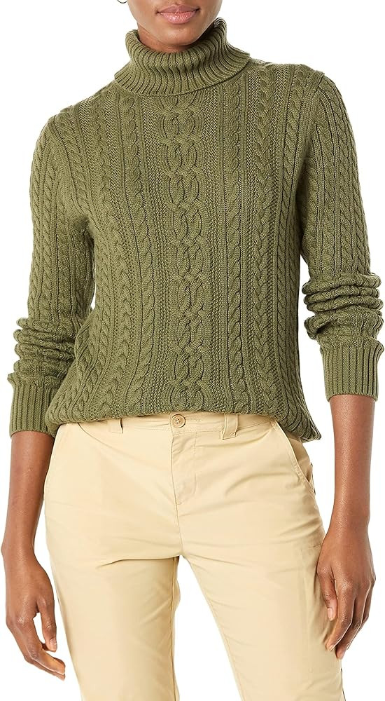 Amazon Essentials Women's Fisherman Cable Turtleneck Sweater (Available in Plus Size) | Amazon (US)