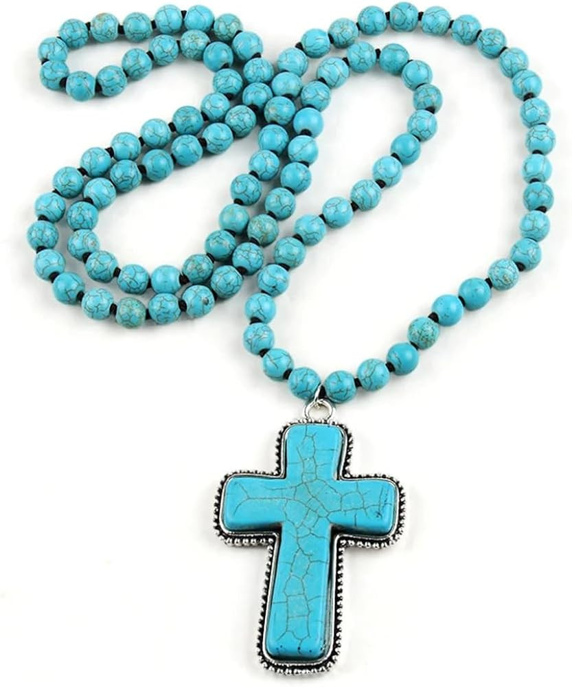 Boho Necklaces for Women/Men Trendy,32/35/36 Inch Natural Stone Beaded Long Pendant Necklaces for... | Amazon (US)