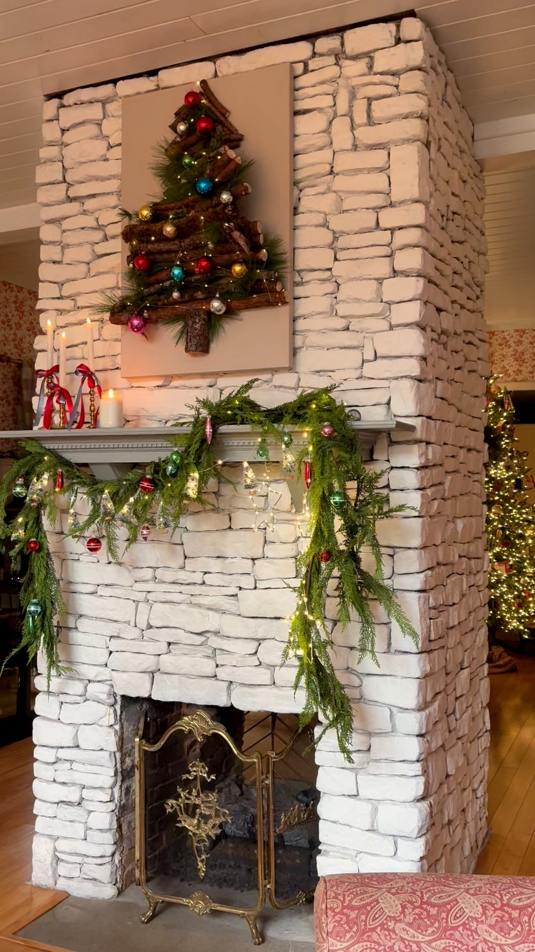 Fireplace decorated for Christmas in the living room! 

#LTKHoliday #LTKHome