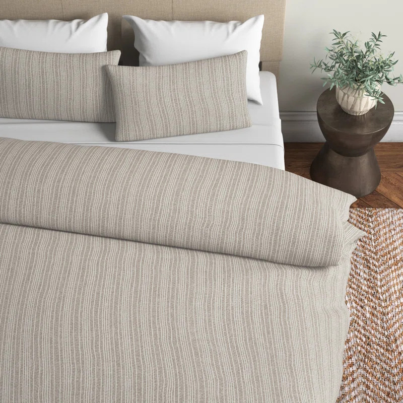 Hart Farmhouse / Country 100% Linen Hand Woven Striped Duvet Cover Set | Wayfair North America
