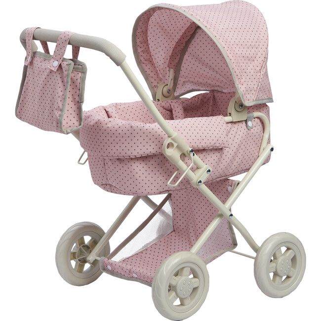 Polka Dots Princess Baby Doll Deluxe Stroller, Pink & Grey | Maisonette