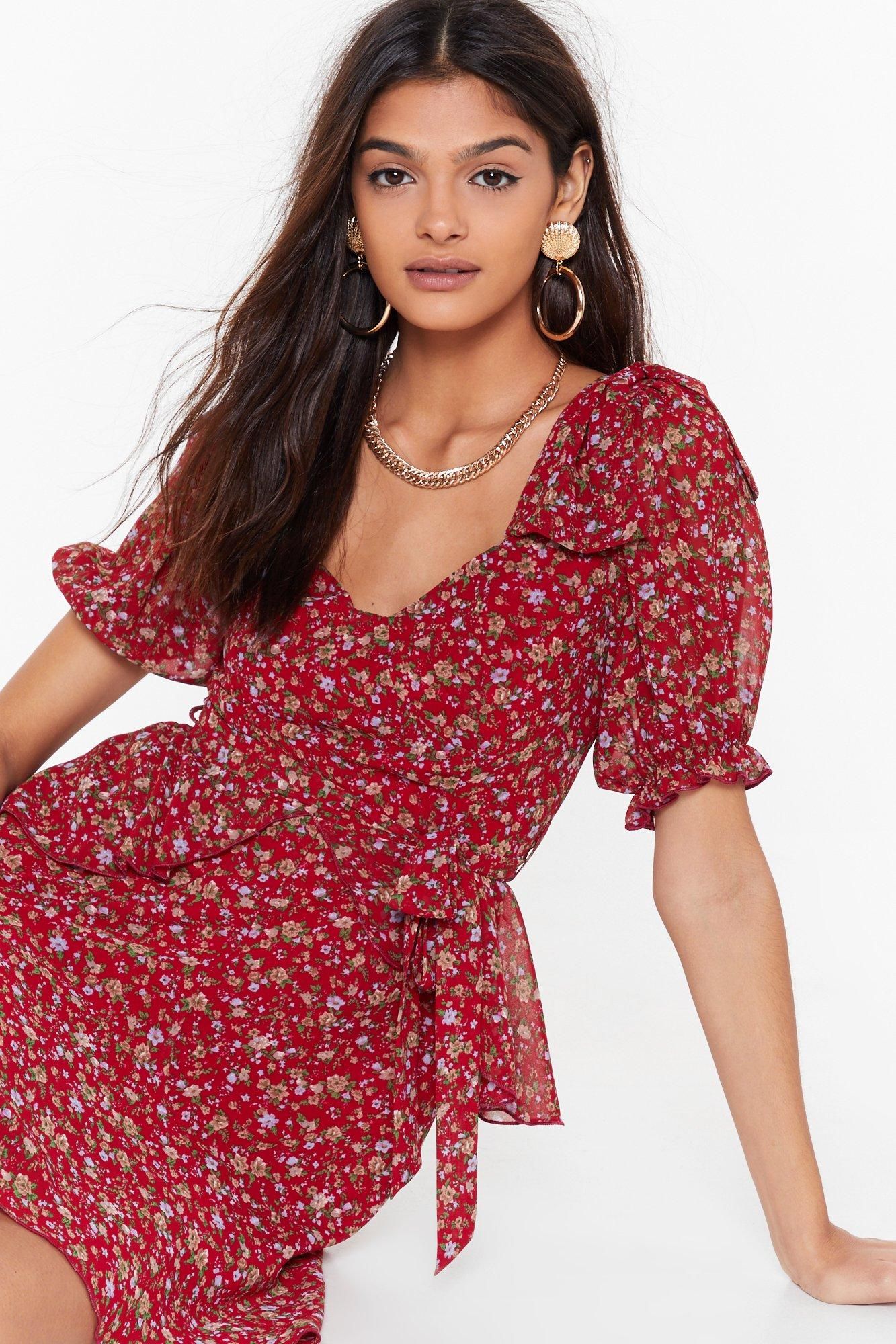 Womens I'm Nothing Bud Trouble Floral Mini Dress - Red | NastyGal (US & CA)