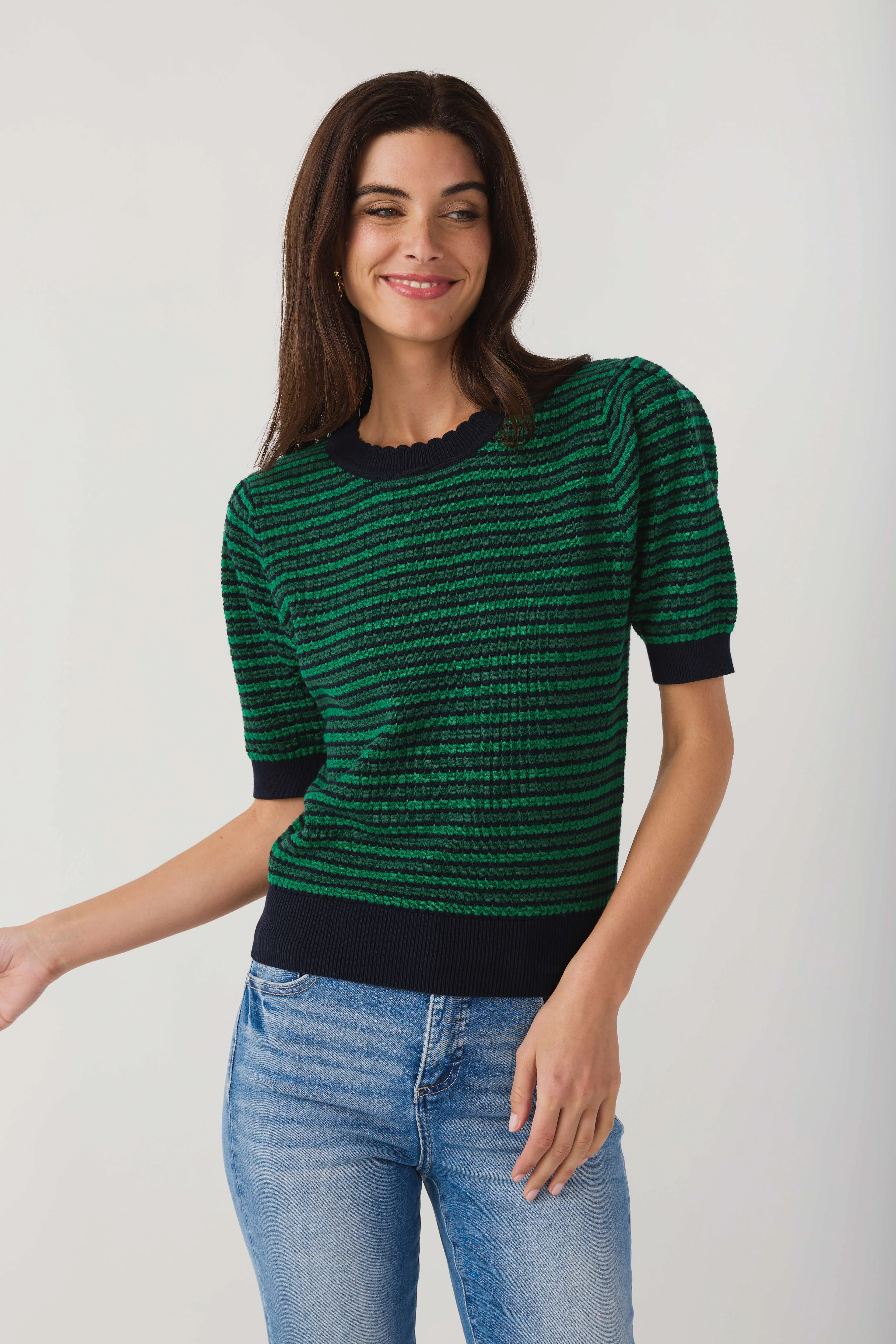 Pinch Stripe Crochet Top | Social Threads