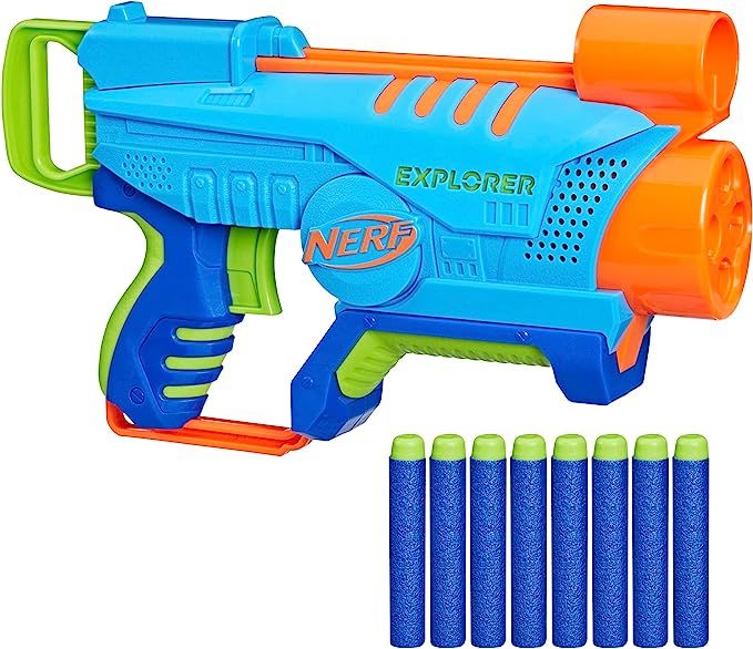 NERF Elite Junior Explorer Easy-Play Toy Foam Blaster, 8 Darts for Kids Outdoor Games, Ages 6 & U... | Amazon (US)