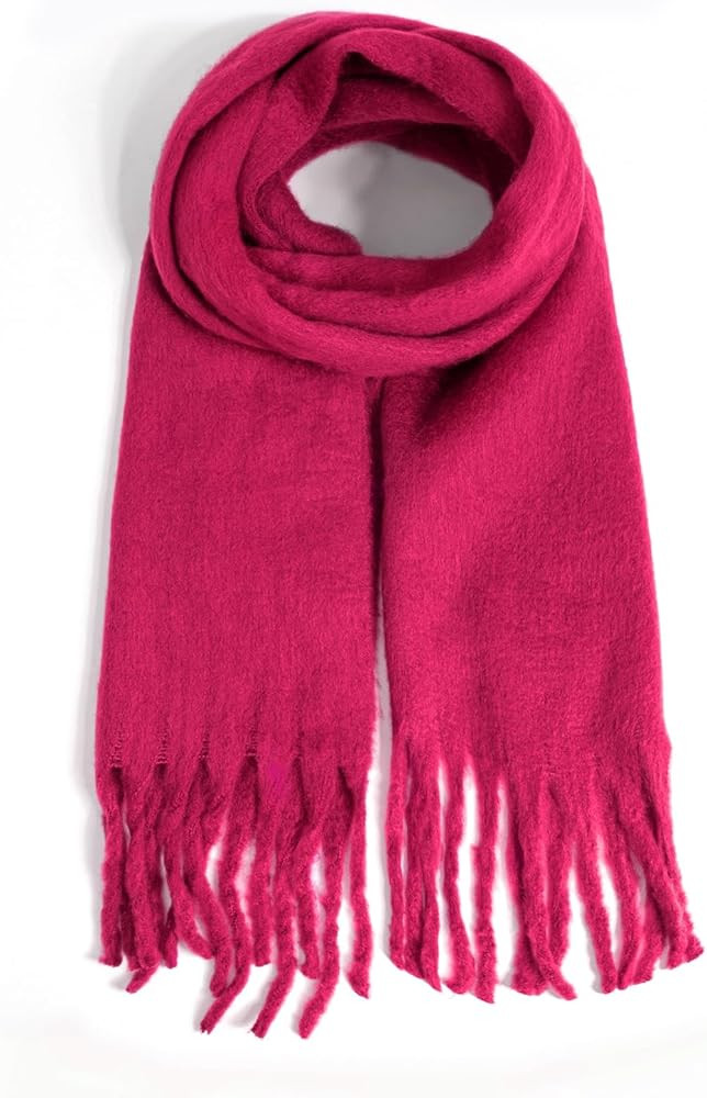 AUSEKALY Women's Scarf Big Colorful Thick Blanket Wrap Winter Oversized Warm Chunky Scarves Solid | Amazon (US)