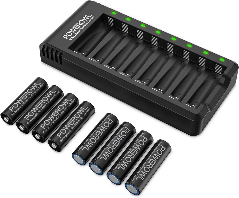 Rechargeable AA Batteries with Charger, POWEROWL 8 Pack of 2800mAh High Capacity Low Self Dischar... | Amazon (US)