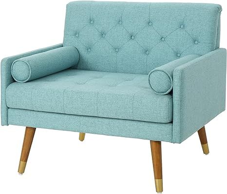 Christopher Knight Home Nour Fabric Mid-Century Modern Club Chair, Blue, Natural | Amazon (US)