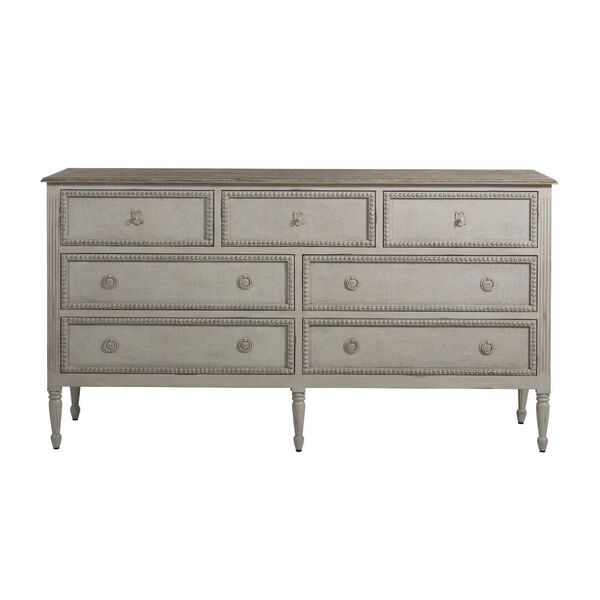 Caroline Antique White and Feather Gray 68-Inch Chest | Bellacor