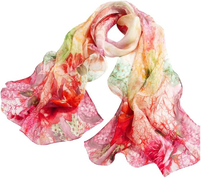 Girl's thin silk real silk scarf summer all-match mulberry silk silk scarf gauze scarf large shaw... | Amazon (US)