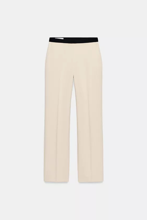 STRAIGHT-LEG TROUSERS WITH CONTRAST WAIST | Zara US