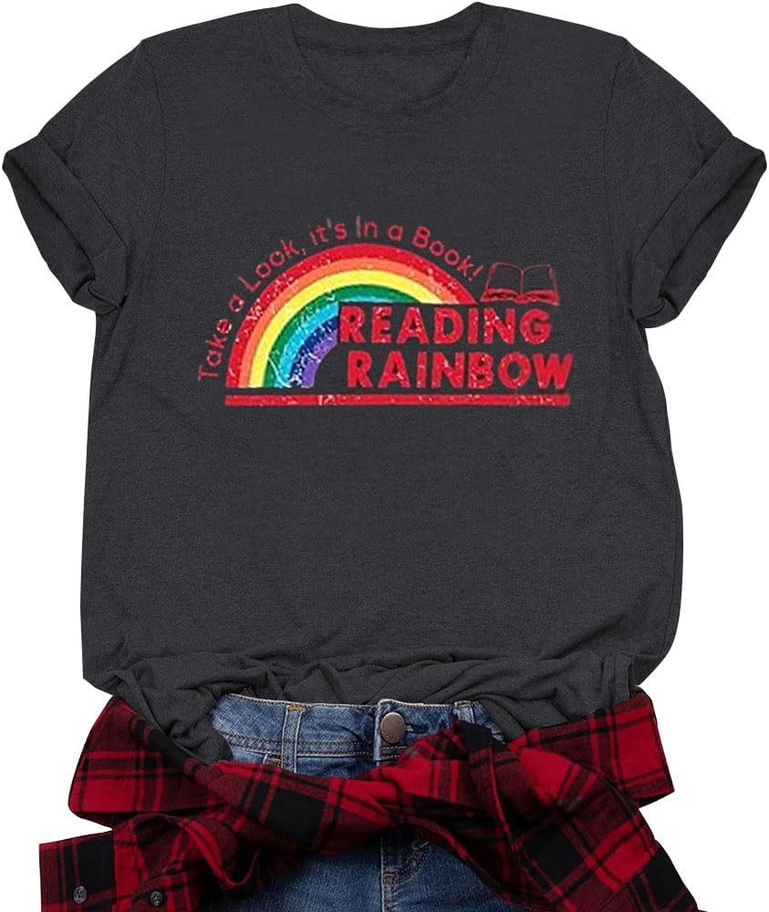 Rainbow Book Lovers Shirt - Teachers & Readers Character Tee | Amazon (US)
