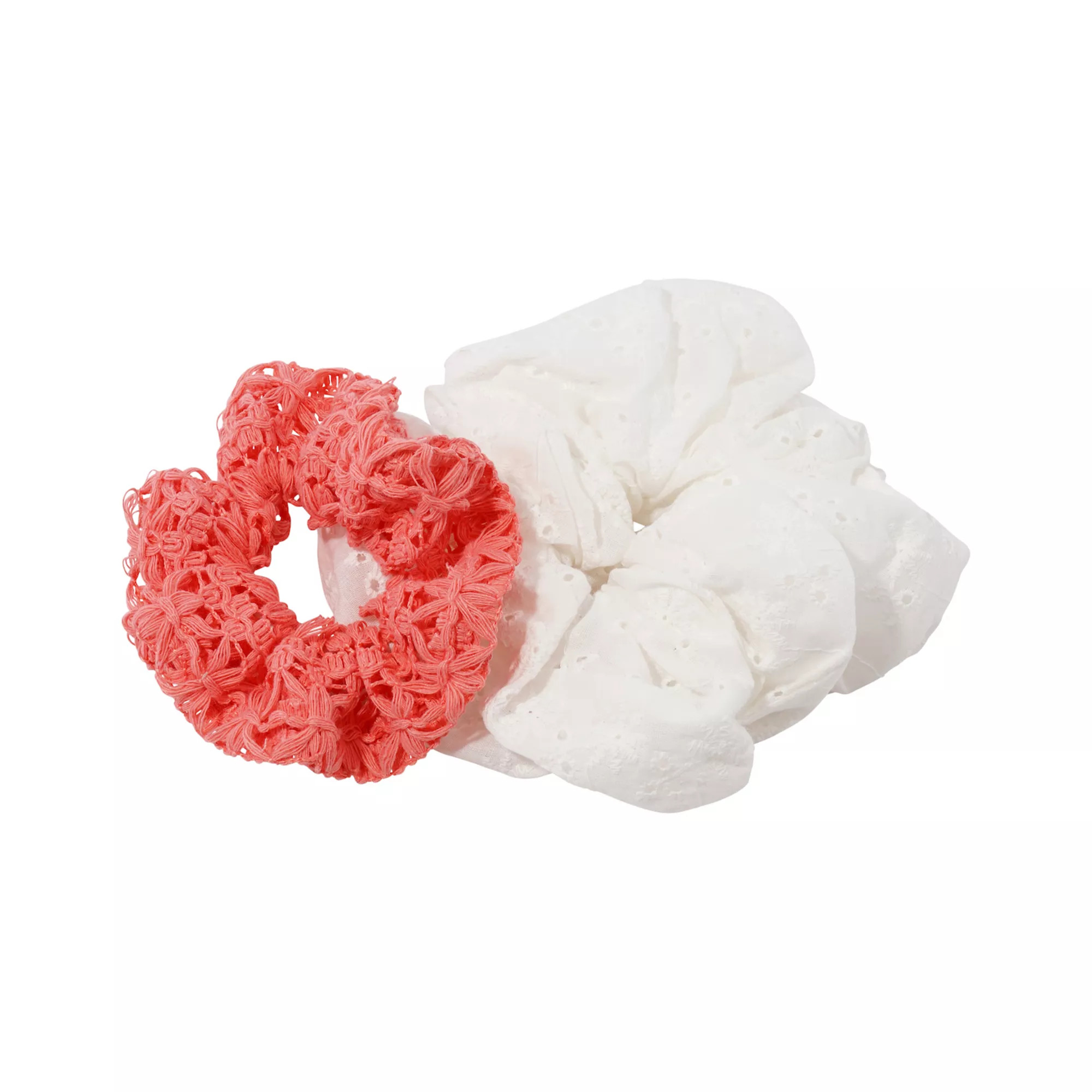 Emberly White & Coral Hair Scrunchie 2-pk. | Kohl's