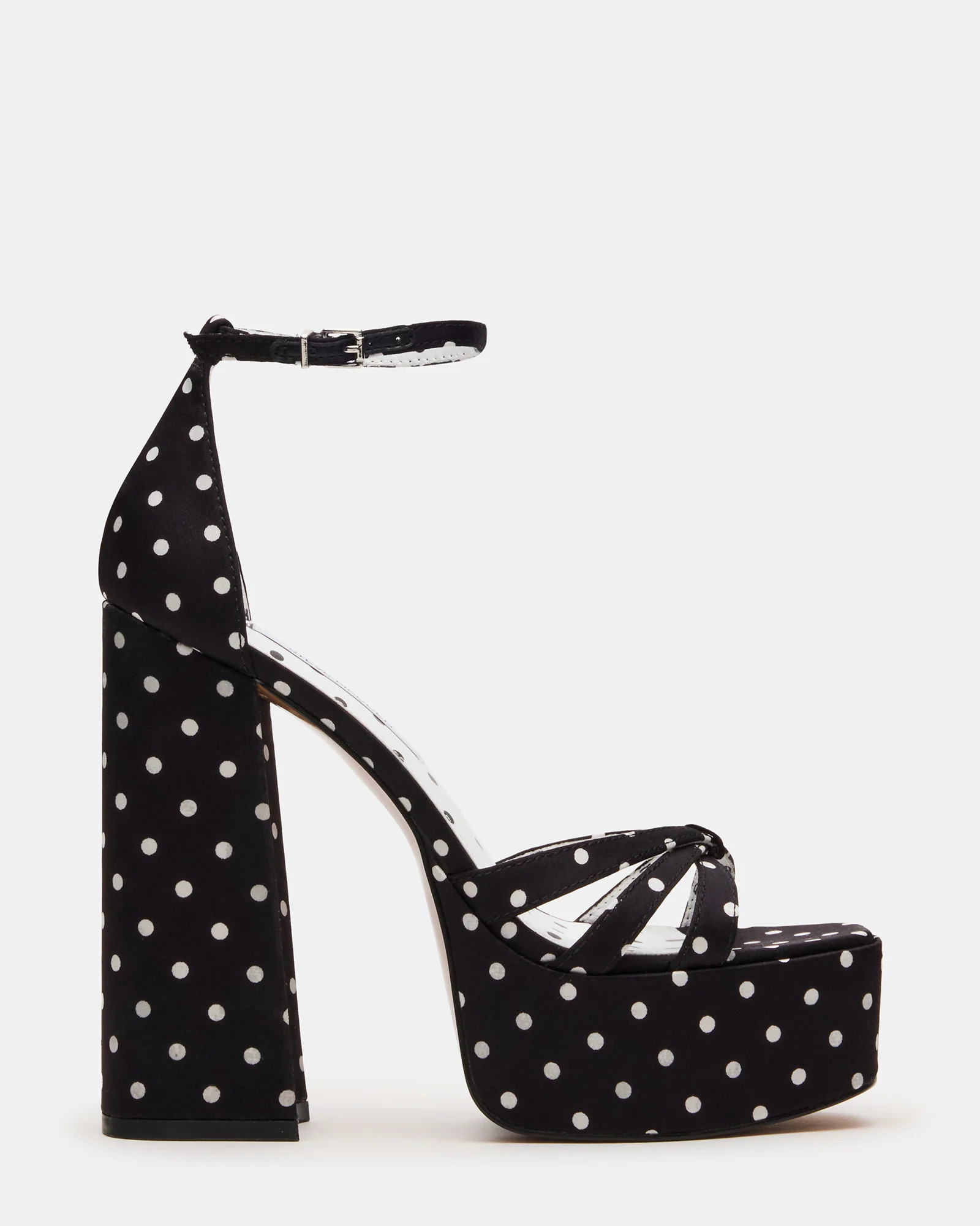 Steve Madden Women's Retro Block Heels - White/Black Polka Dot - Size 9.5 - Synthetic | Steve Madden (US)