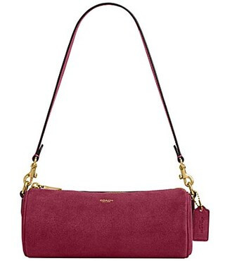 COACH Suede Barrel Shoulder Bag - Dark Fuchsia | Dillard's