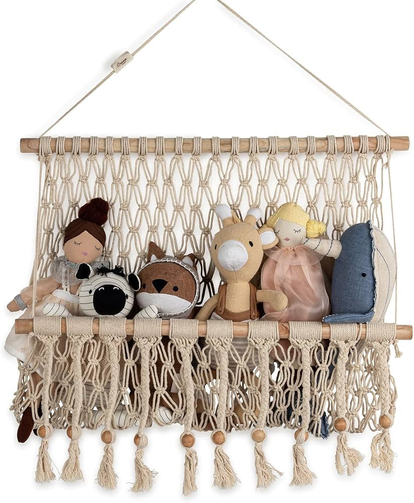 Crane Baby Macrame Hanging Storage Bin for Nursery Boho Baby DéCor Organizer Sturdy and Stylish ... | Amazon (US)