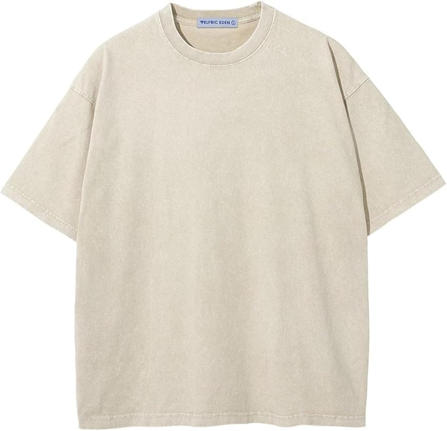Aelfric Eden Mens Cotton T-Shirts Oversized Unisex Short Sleeves Wash Baggy Casual Tees Workout S... | Amazon (US)