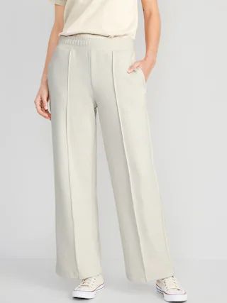 High-Waisted Dynamic Fleece Pintucked Wide-Leg Pants for Women | Old Navy (US)