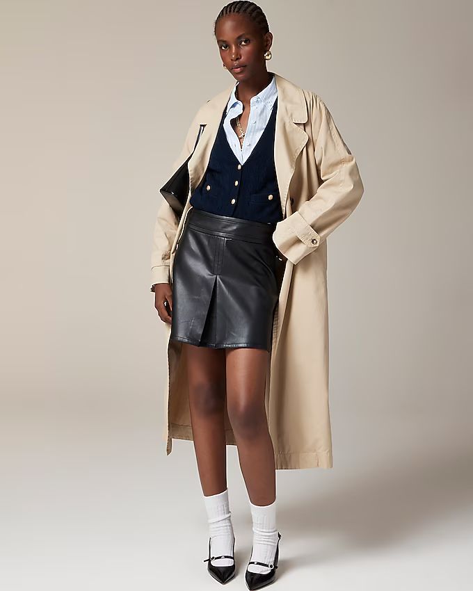 Center-pleat mini skirt in faux leather | J. Crew US