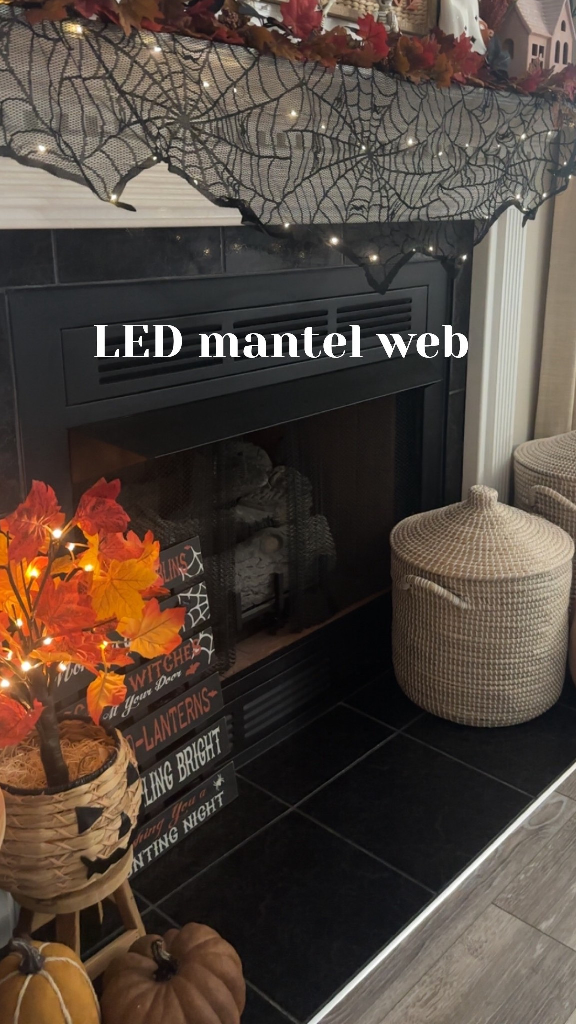 96" Black Spider LED Lighted Mantel Scarf by Ashland

#LTKHome #LTKSeasonal #LTKHalloween