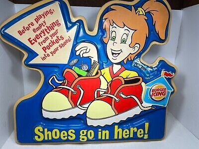 Vintage Burger King Kids Club Remove Shoes Sign Promotion | eBay US