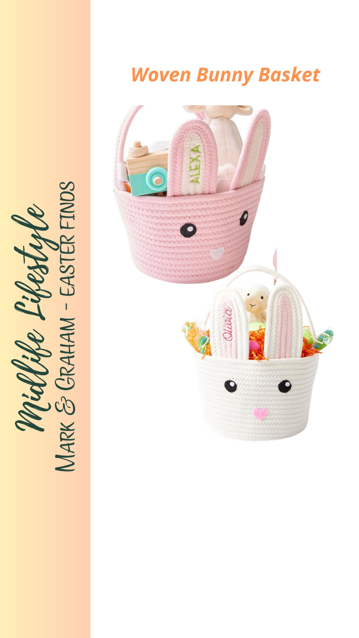 Hop into spring with Mark & Graham's Woven Bunny Basket! 🐰 

Perfect for Easter egg hunts, treats, or year-round storage, this adorable basket is crafted from soft, durable poly-cotton and features a playful bunny face. 

Personalize with an embroidered name for a special touch! 🐣✨ 

#EasterEssentials #BunnyBasket #PersonalizedStorage

#LTKSeasonal #LTKFindsUnder50 #LTKFamily