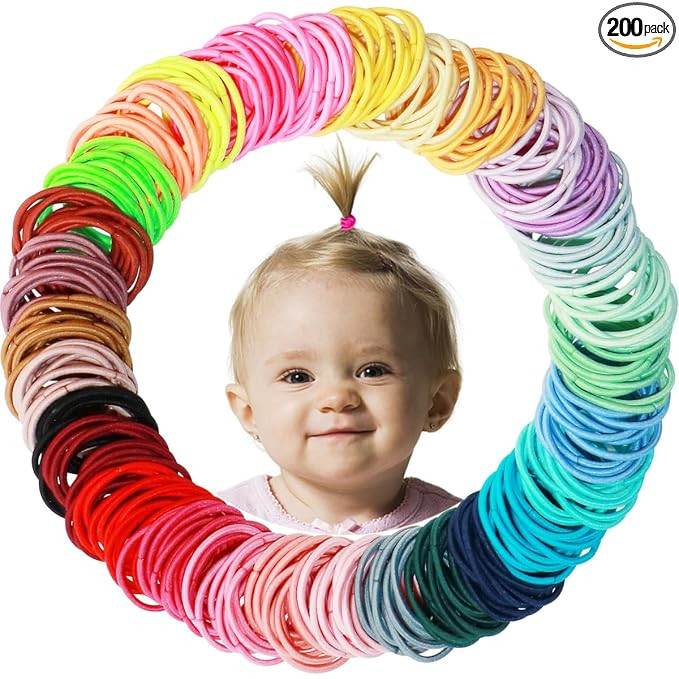 200PCS Small Hair Ties,No Crease Baby Hair Ties,Elastic Hair Ponytail Holder Hair Accessories for... | Amazon (US)