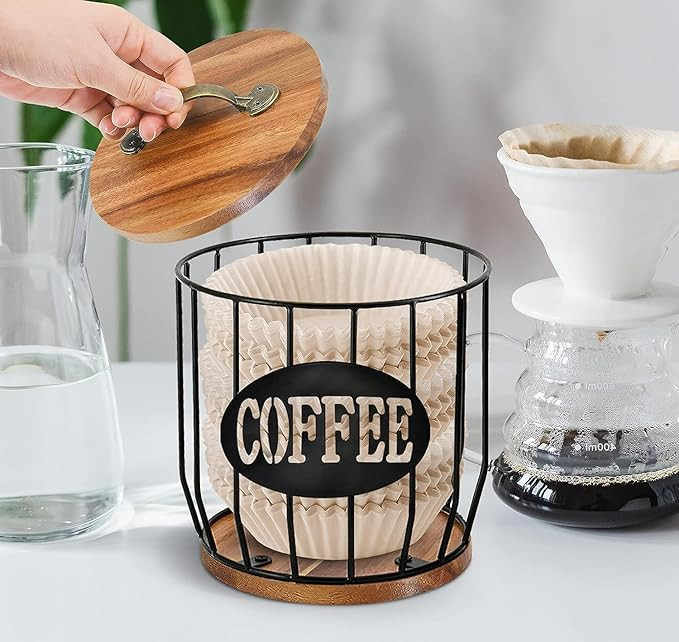 Farmhouse Coffee Pod Holder With Lid, Rustic Coffee Bar Accessories Organizer Coffee Filter Stor... | Amazon (US)
