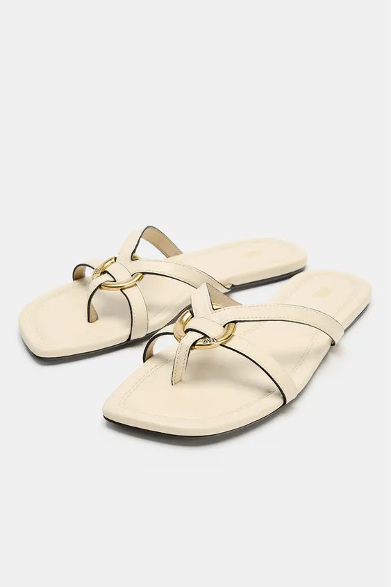 FLAT SANDALS WITH METAL APPLIQU\u00c9 | Zara US