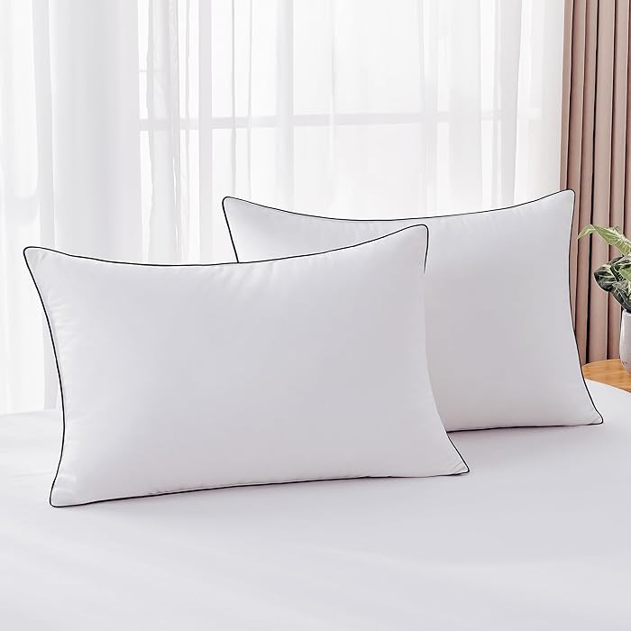 Almohadas de Plumón Tamaño Estándar Juego de 2, Colección de Hotel de Lujo Almohada de Cama P... | Amazon (US)