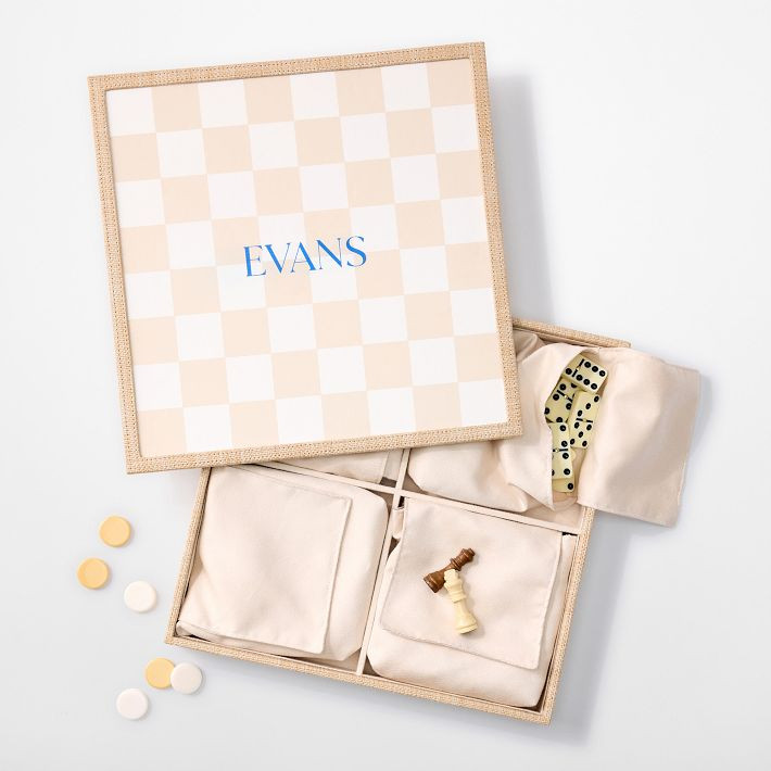 3-in-1 Raffia Chess, Checkers and Dominoes Game Set | Mark and Graham