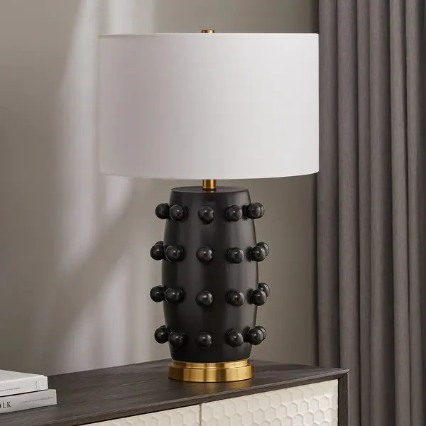 Farrington 26" Tall Ceramic Table Lamp with Fabric Shade - 16" Wide - Bed Bath & Beyond - 3912357... | Bed Bath & Beyond