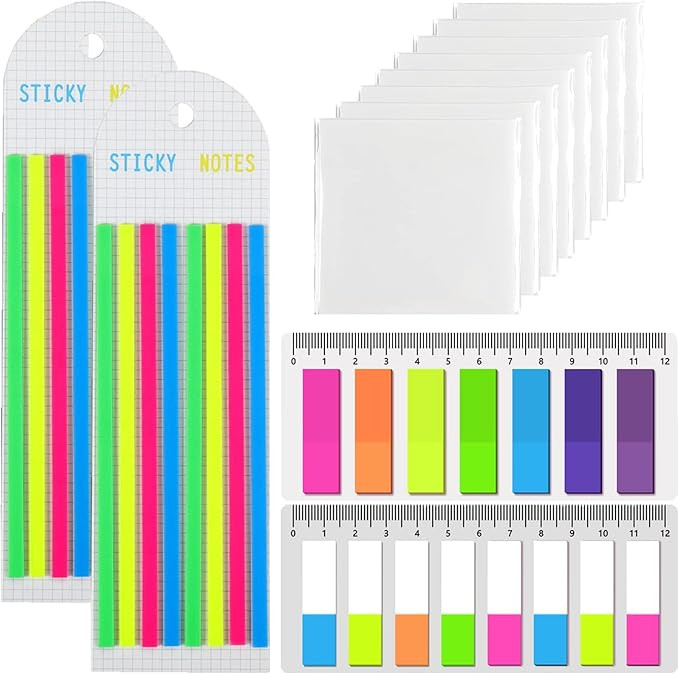 1000Pcs Transparent Sticky Notes, Clear Sticky Notes Long Page Markers Sticky Index Tabs with Rul... | Amazon (US)