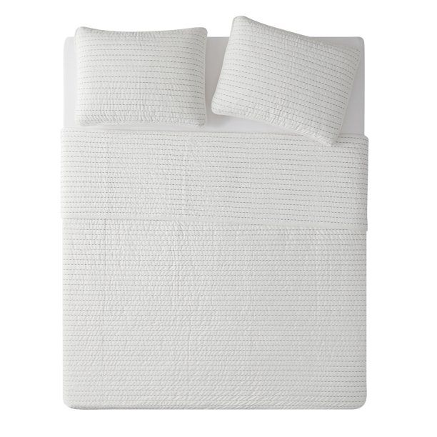 My Texas House Quinn White Pick Stitch Stripe Velvet 3-Piece Quilt Set, Full/Queen - Walmart.com | Walmart (US)